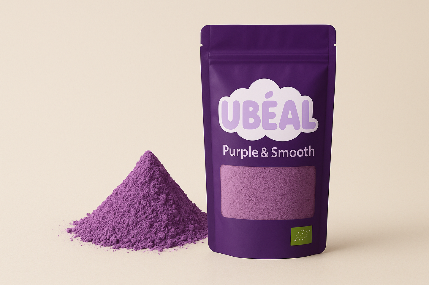Sachet de poudre de 100gr d'ube riche en antioxyant pour recette healthy et ube latte