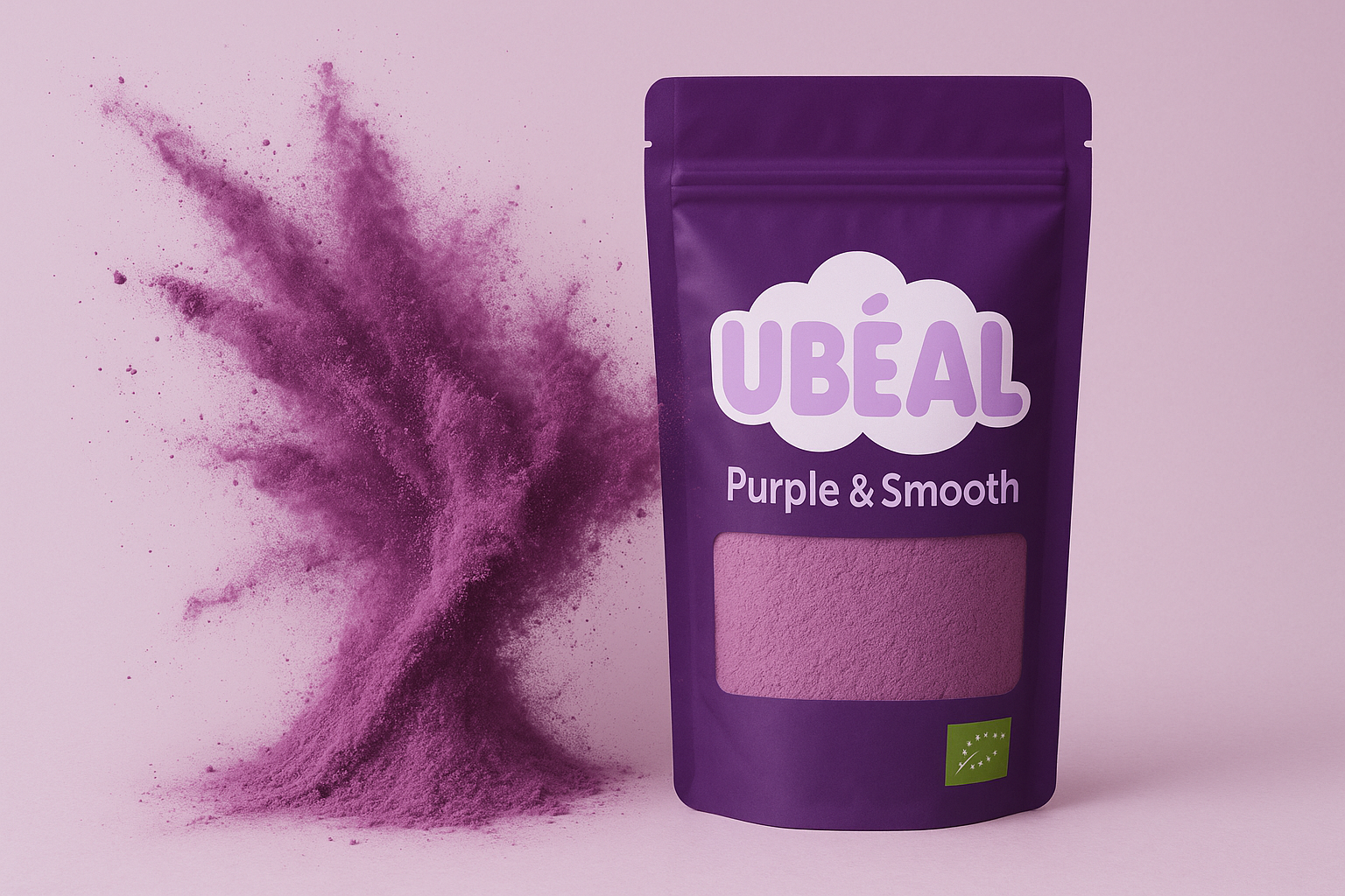 Sachet de poudre de 100gr d'ube riche en antioxyant pour recette healthy et ube latte